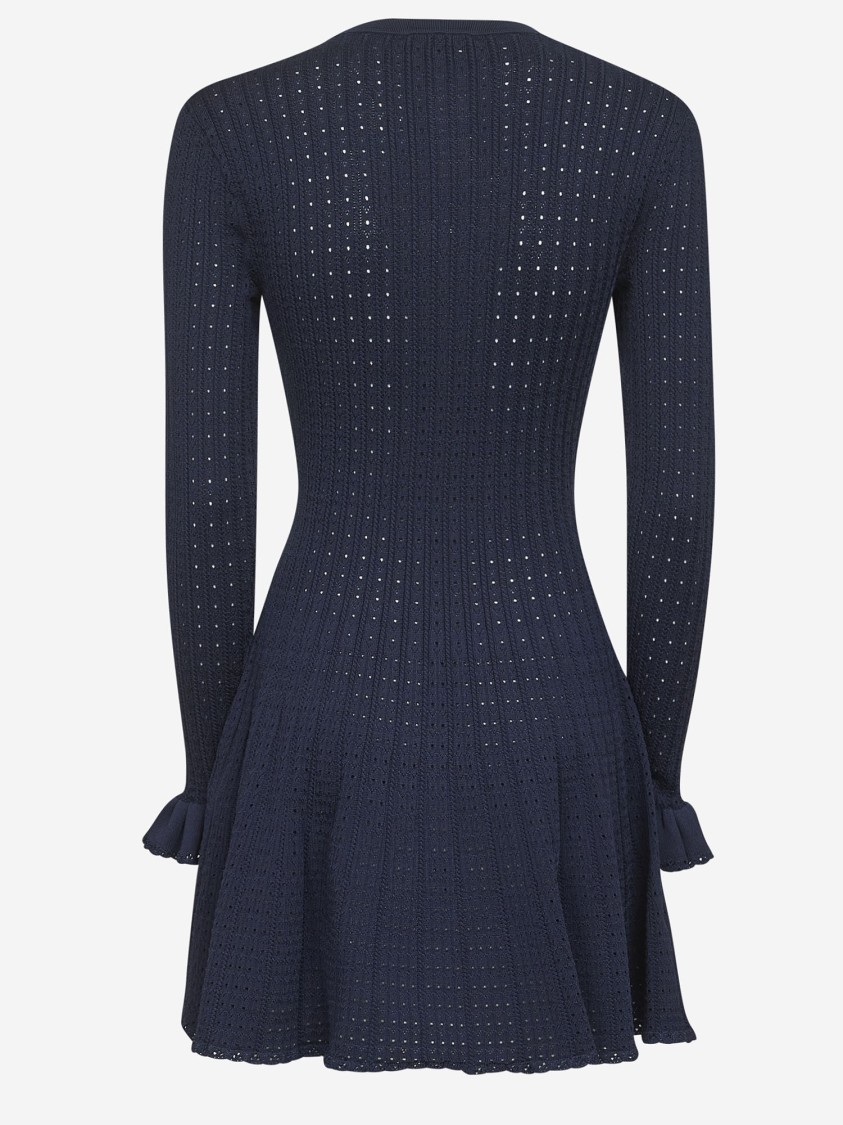 Self-portrait Stretch Viscose Blend Short Dress In Black