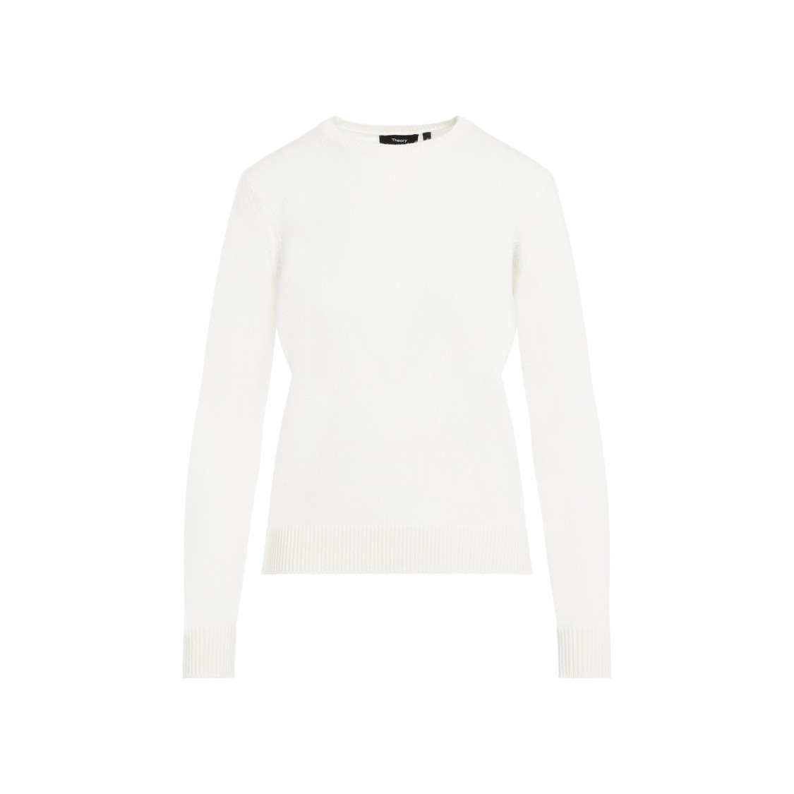 Theory Crewneck Knitted Sweater In Feather Cashmere In White