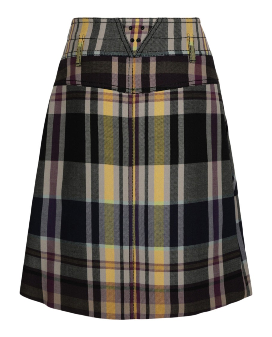 Bottega Veneta Colorblock Leather Skirt With Mid-rise Fit In Multi