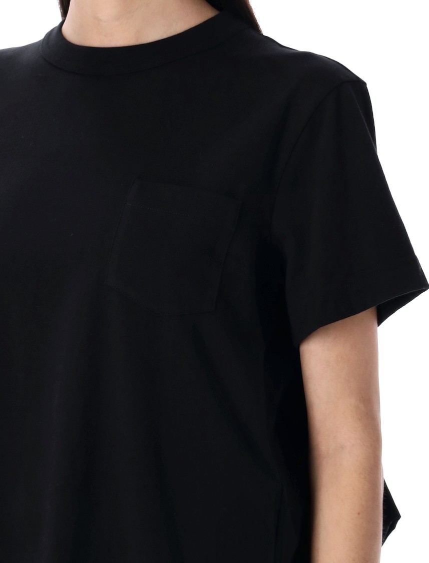 Sacai Sheer Back Panel Cotton T-shirt With Ruffle Detail