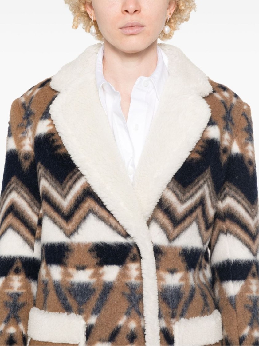 Ava Adore Aztec-pattern Coat In Multicolor