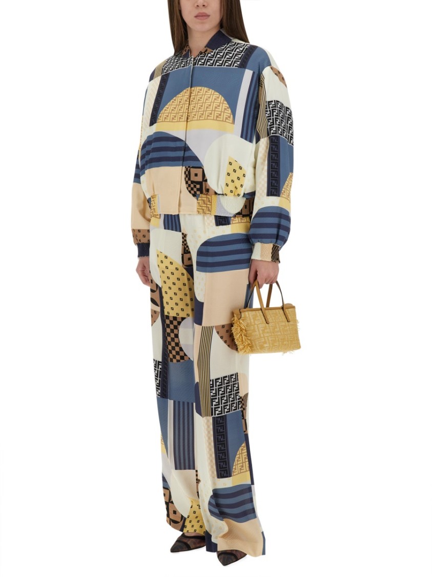 Fendi Pantalone Pigiama In Crêpe Stampata   Donna In Multi