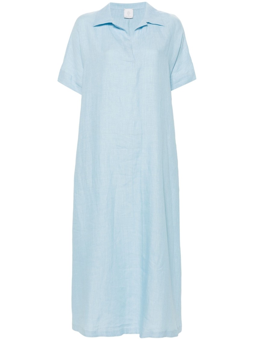 Eleventy Relaxed Maxi Dress With Side Slits In Blue