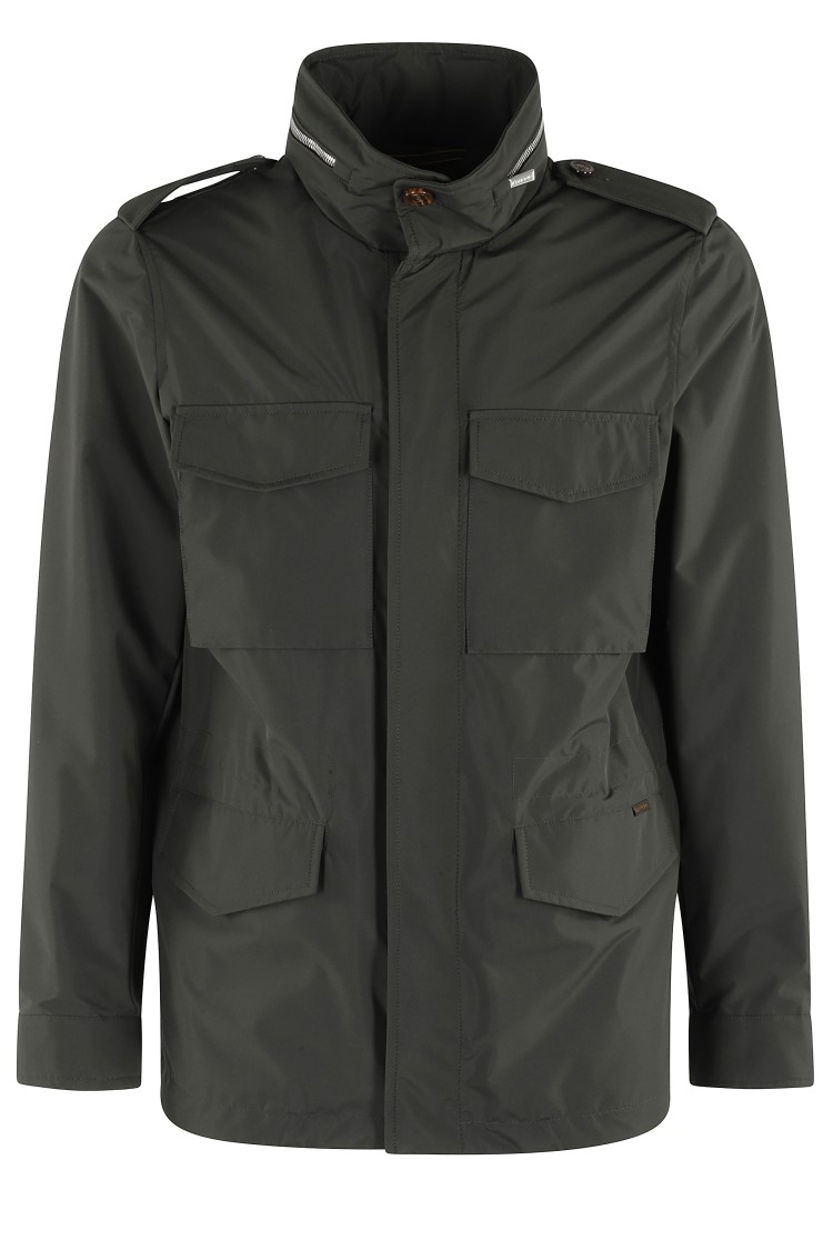 Moorer Denver Jacket With Buttoned Cuffs And Epaulettes In Green