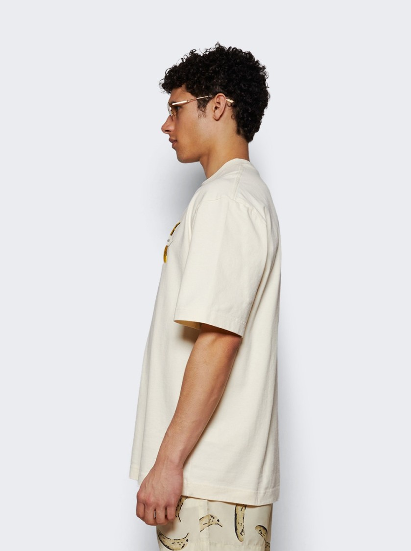 Jacquemus Le T-shirt Banane White Crewneck T-shirt With Logo Detail On The Front In Cotton Man