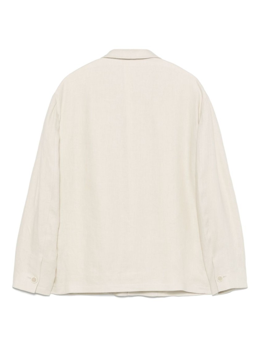 Lardini Light Beige Linen Shirt With Concealed Fastening In Neutrals