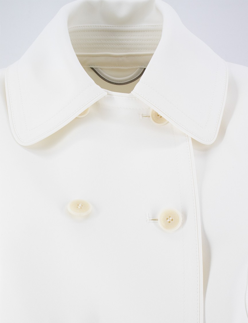 Ermanno Scervino Double-breasted Off-white Coat With Logo Buttons In White