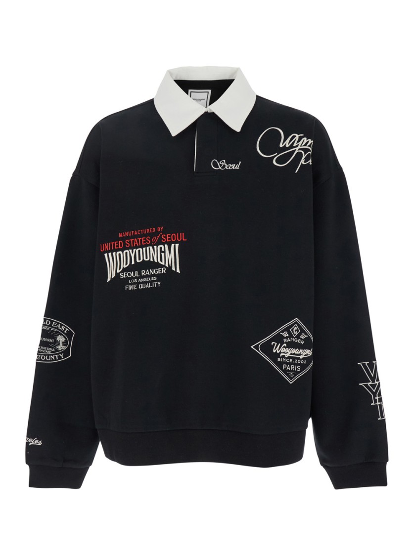 Wooyoungmi Black Polo Shirt With Classic Collar