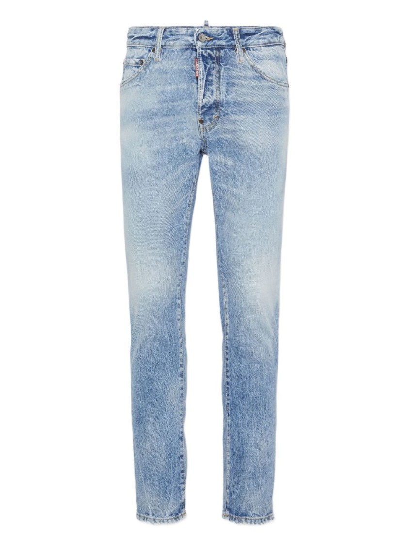 Dsquared2 Light Blue Denim Jeans With Whiskering Effect And Classic Five-pocket Design In Blue