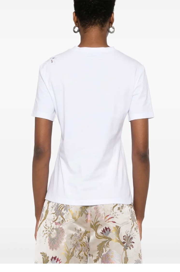 Ermanno Scervino Intricate Floral Cut-out Short Sleeve Top In White