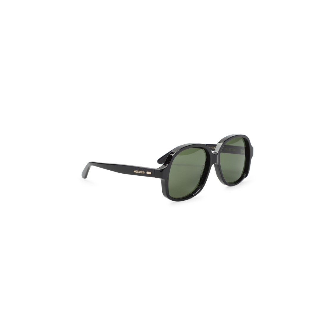 Valentino Vintage Black Acetate Sunglasses With Gold-tone Detail In Black