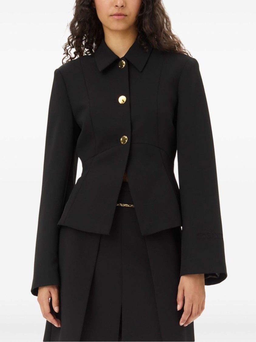 Ganni Technical Twill Blazer For In Black