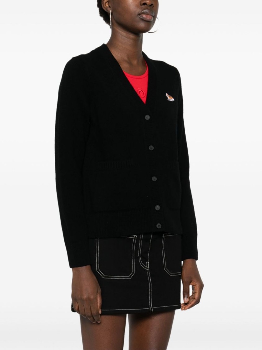 Maison Kitsuné Baby Fox Patch Boxy Cardigan In Black