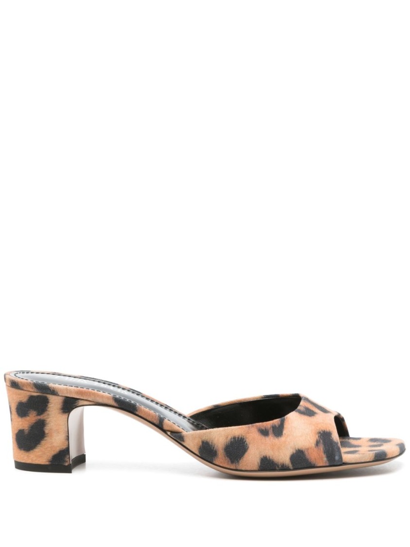 Paris Texas Leopard Print Lara Mule Sandal In Brown
