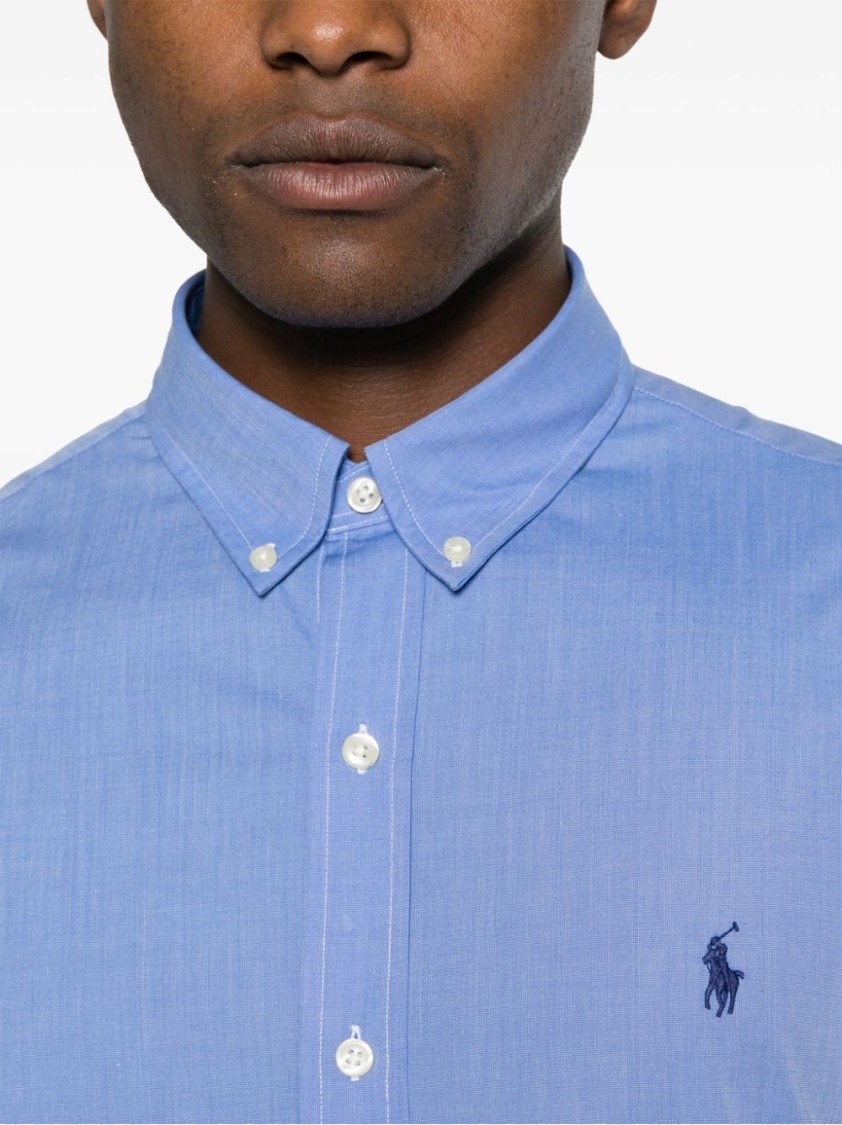 Polo Ralph Lauren Tailored Long Sleeve Sport Shirt In Blue