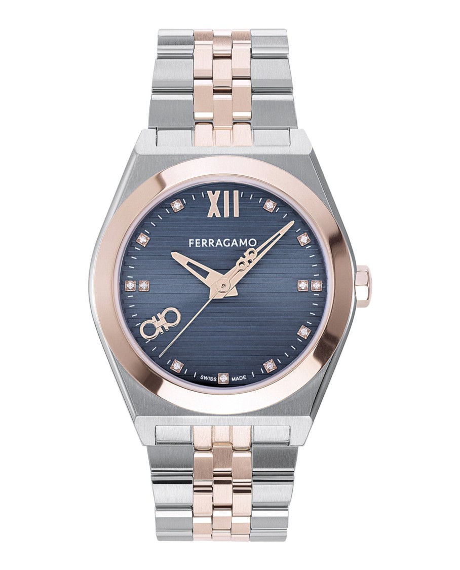 Ferragamo Vega New Diamond Watch In Metallic