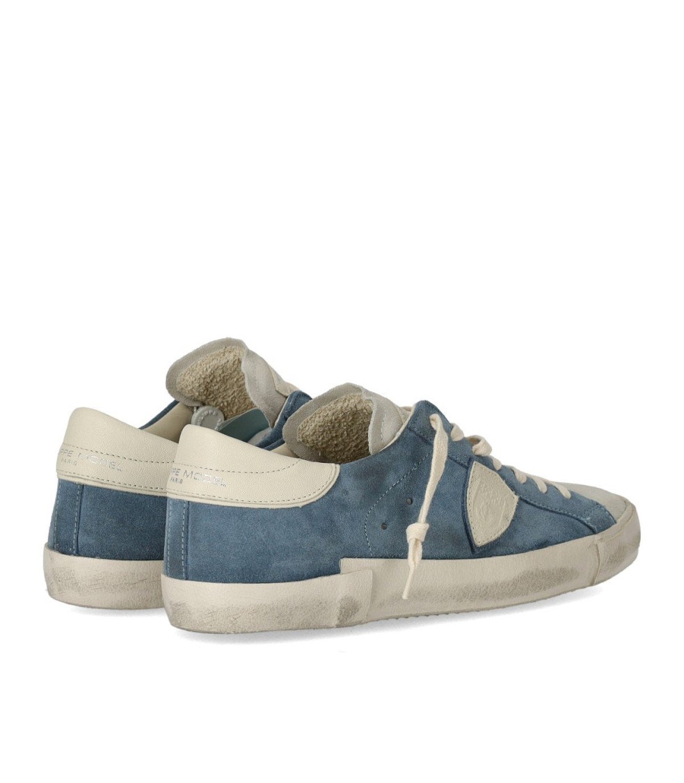 Philippe Model Prsx Daim Blue Cream Sneaker In Blue