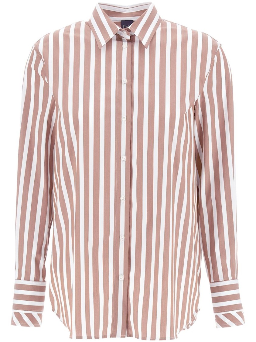 Fay Brown Striped Shirt With Button-down Front In Brown