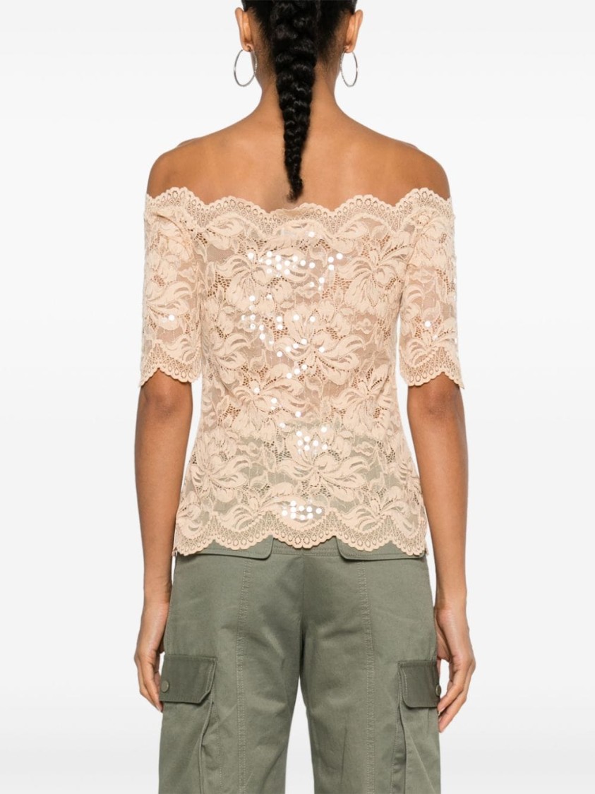 RABANNE RABANNE LACE-DETAIL OFF-SHOULDER TOP 