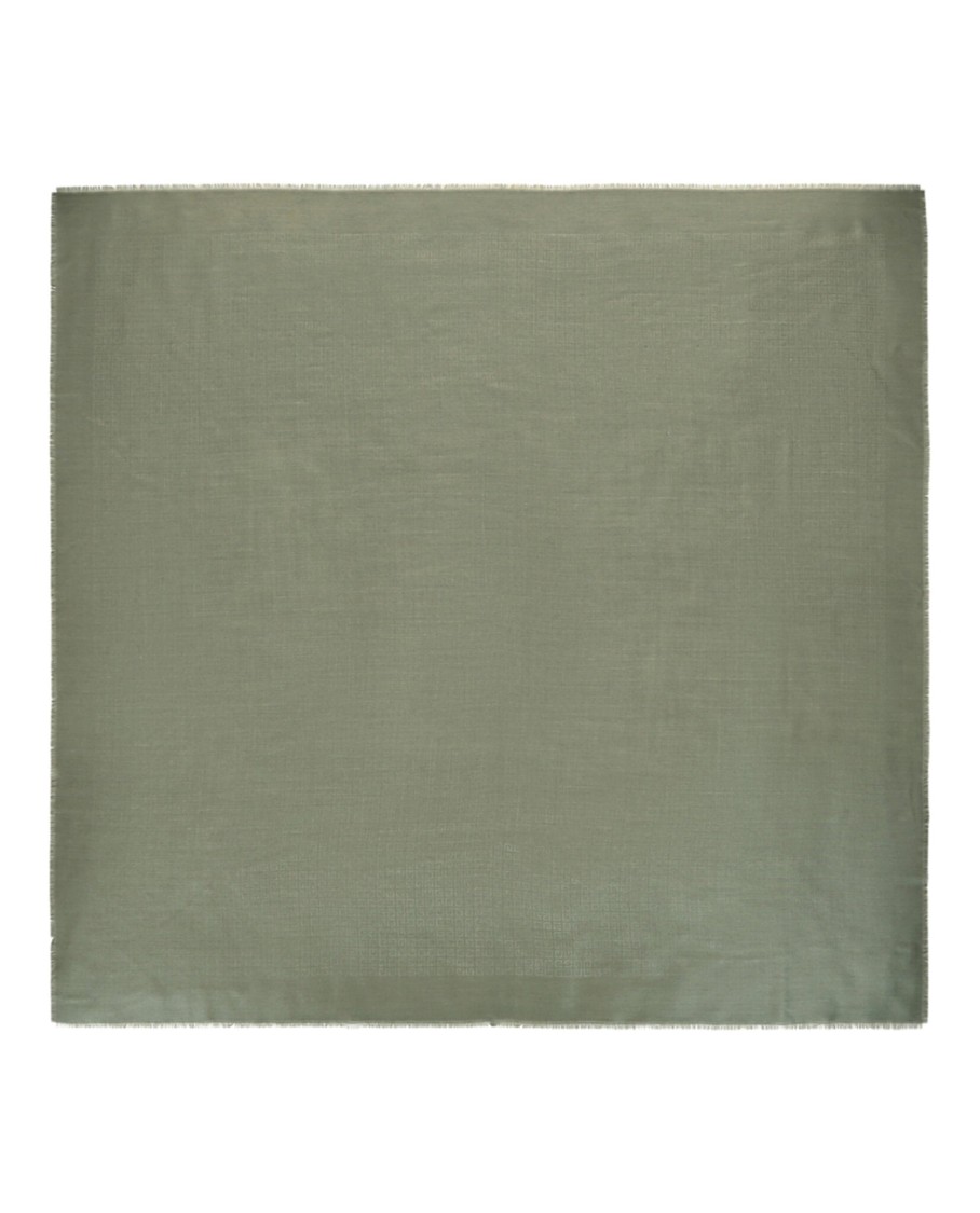 Givenchy Jacquard Patterned Square Scarf With Frayed Edges In Green