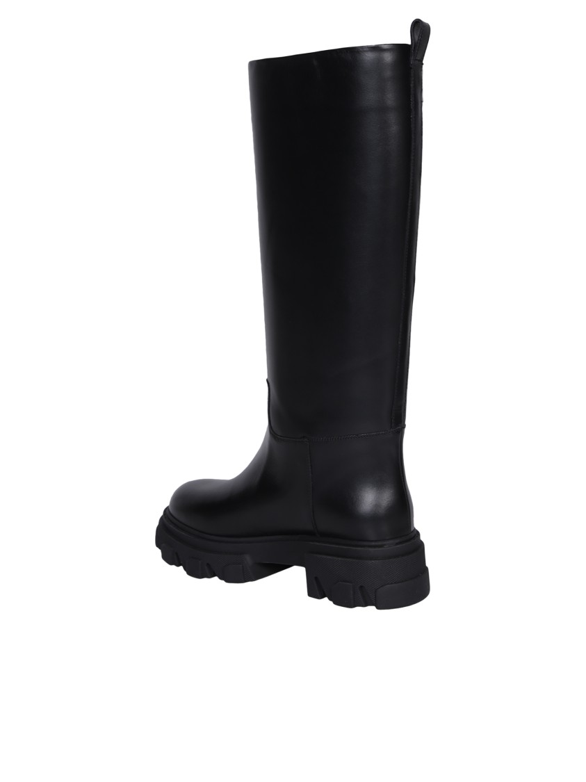 Gia Borghini Green Leather Ankle Boots With Chunky Sole In Black