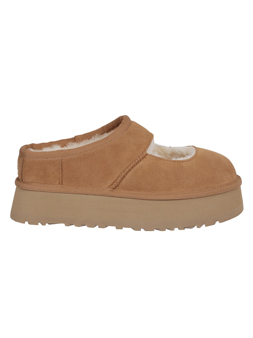 Ugg Suede Platform Sandals With Shearling Lining In Brown