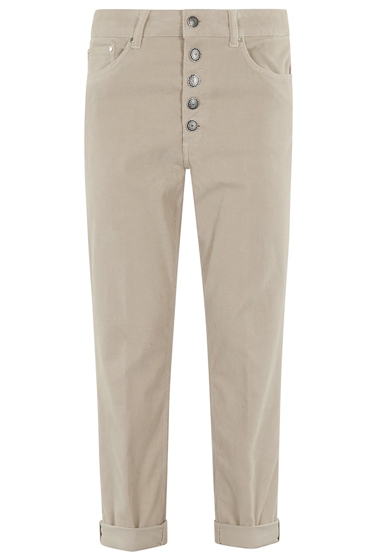 Dondup Cropped Cotton-blend Denim Jeans With Button Detailing In Neutrals