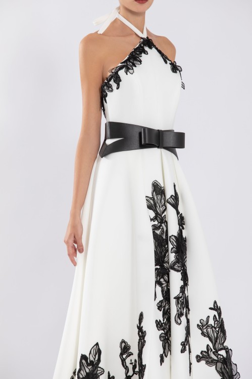 Saiid Kobeisy Neoprene High-Low Dress With Embroidery | THE LIST