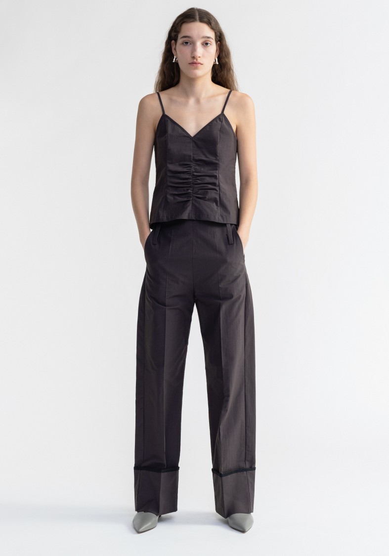 Aeron Chip - Wide Cuffed Poplin Pants In Black