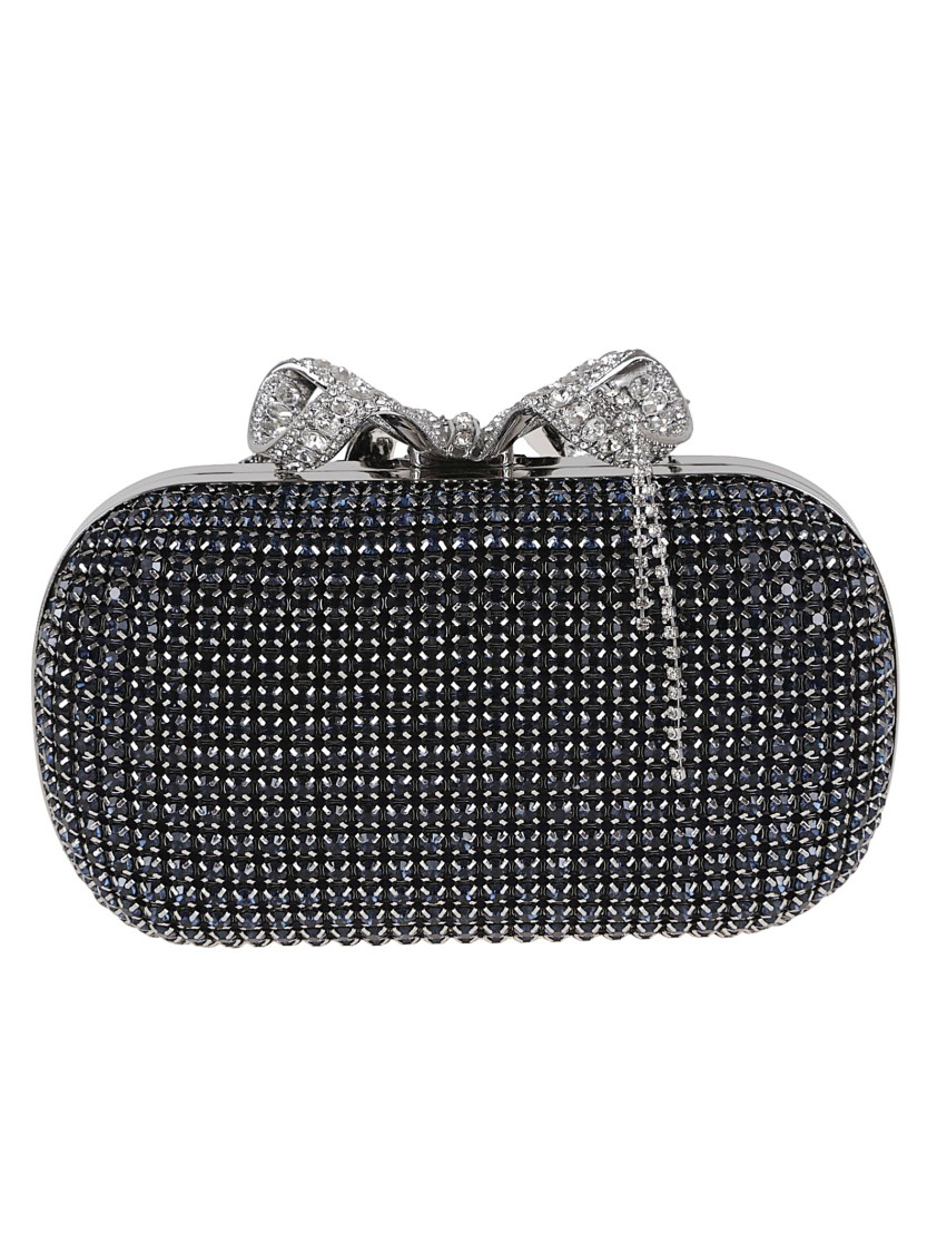 Self-portrait Navy Chainmail Clutch Bag In Blue