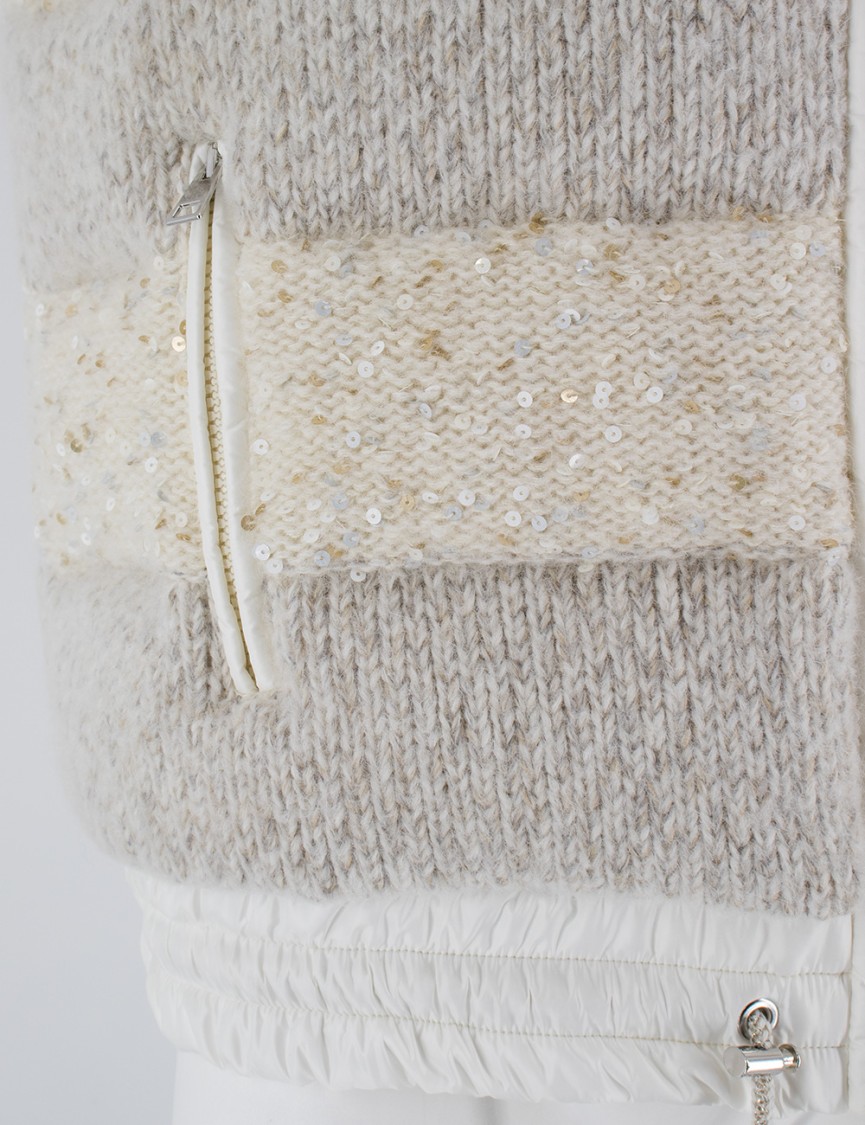 Panicale Hooded Cloud Padded Gilet With Sparkling Details In Neutrals