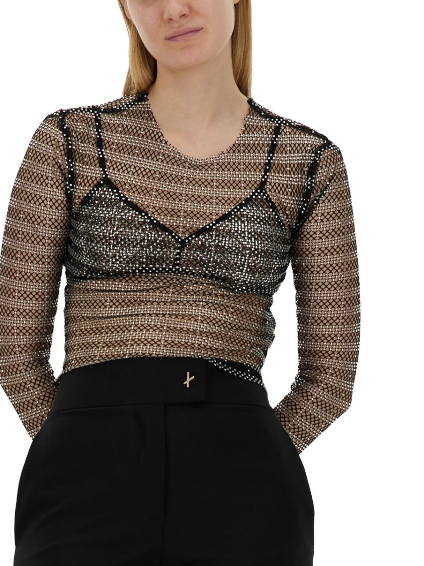 Shop Genny Slim-fit Black Mesh Top