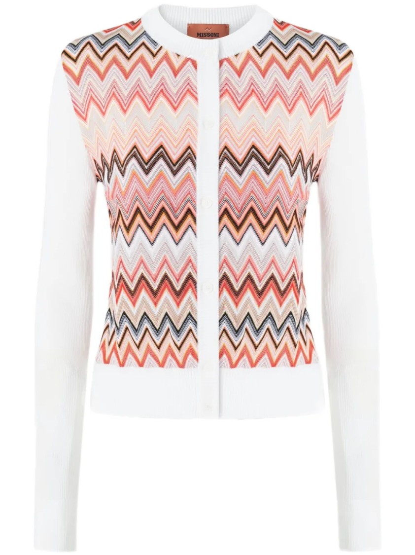 Missoni Zigzag Pattern Cardigan With Round Neckline In Multi