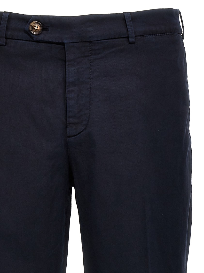 Brunello Cucinelli Tailored Flat Front Pants In Blue Cotton In Blue