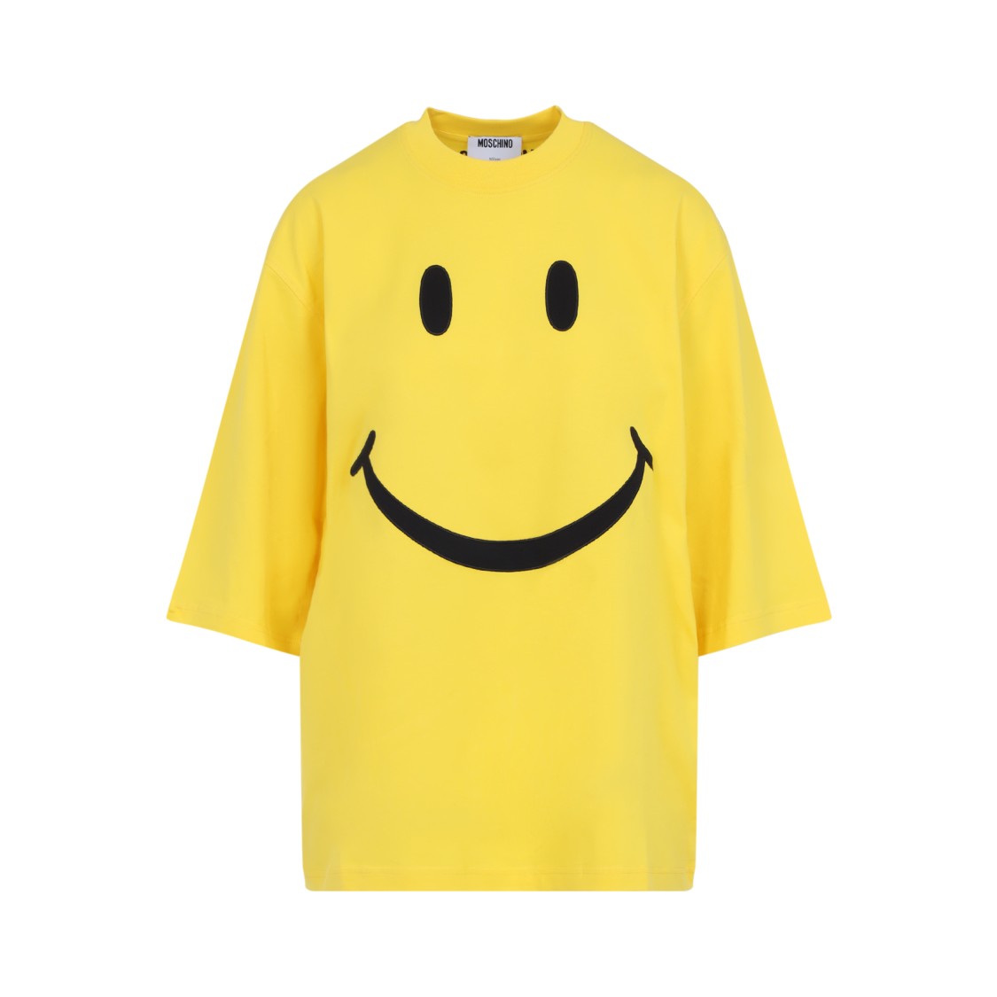 Tシャツ・カットソー Moschino Smiley Face Graphic T-Shirt In Bright Yellow Cotton Moschino Smiley Face Graphic T-Shirt In Bright Yellow Cotton