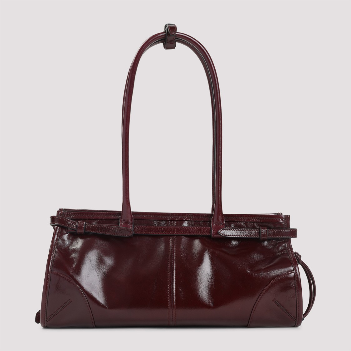 Prada Bordeaux Calf Leather Handbag With Adjustable Shoulder Strap In Purple