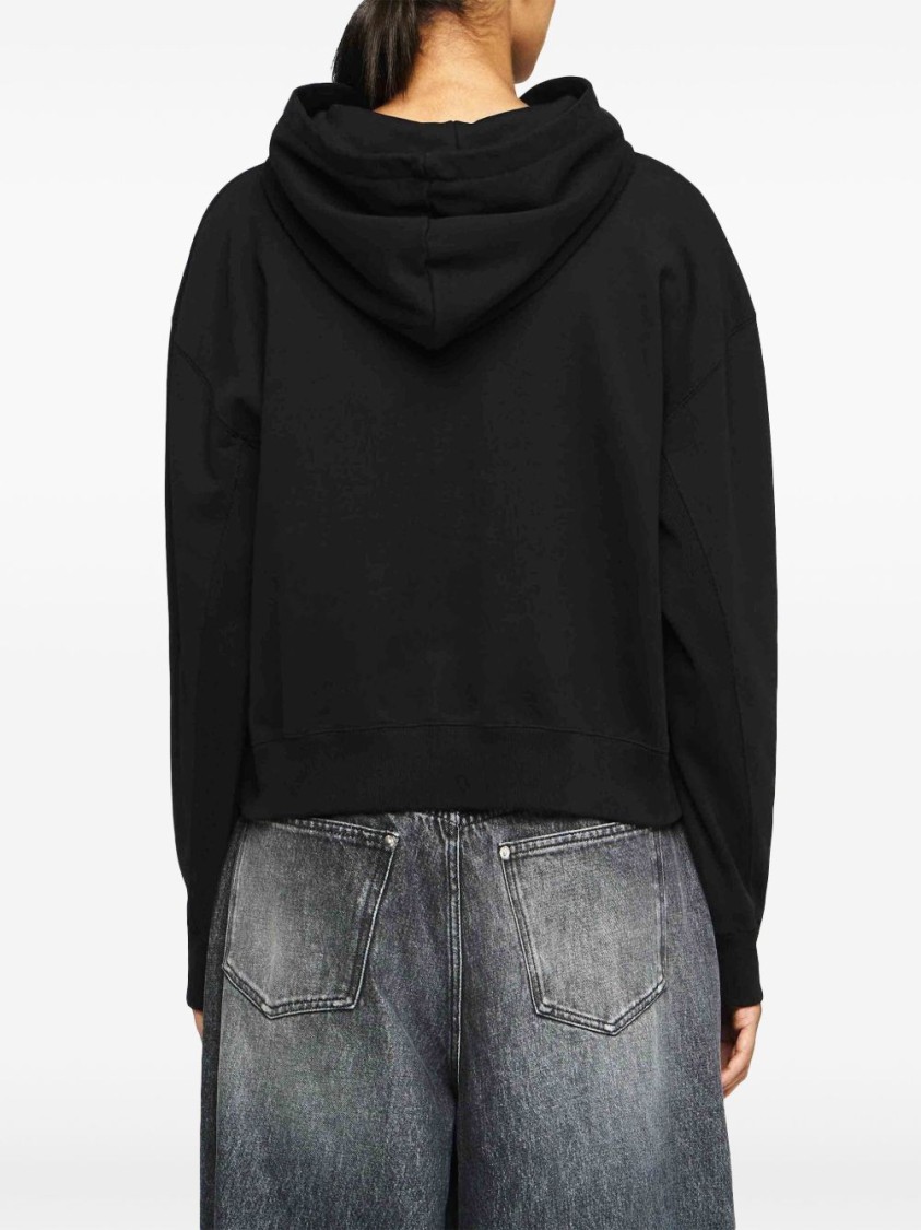 Jw Anderson J. W. Anderson Cropped Black Hoodie With Subtle Branding And Relaxed Fit In Black