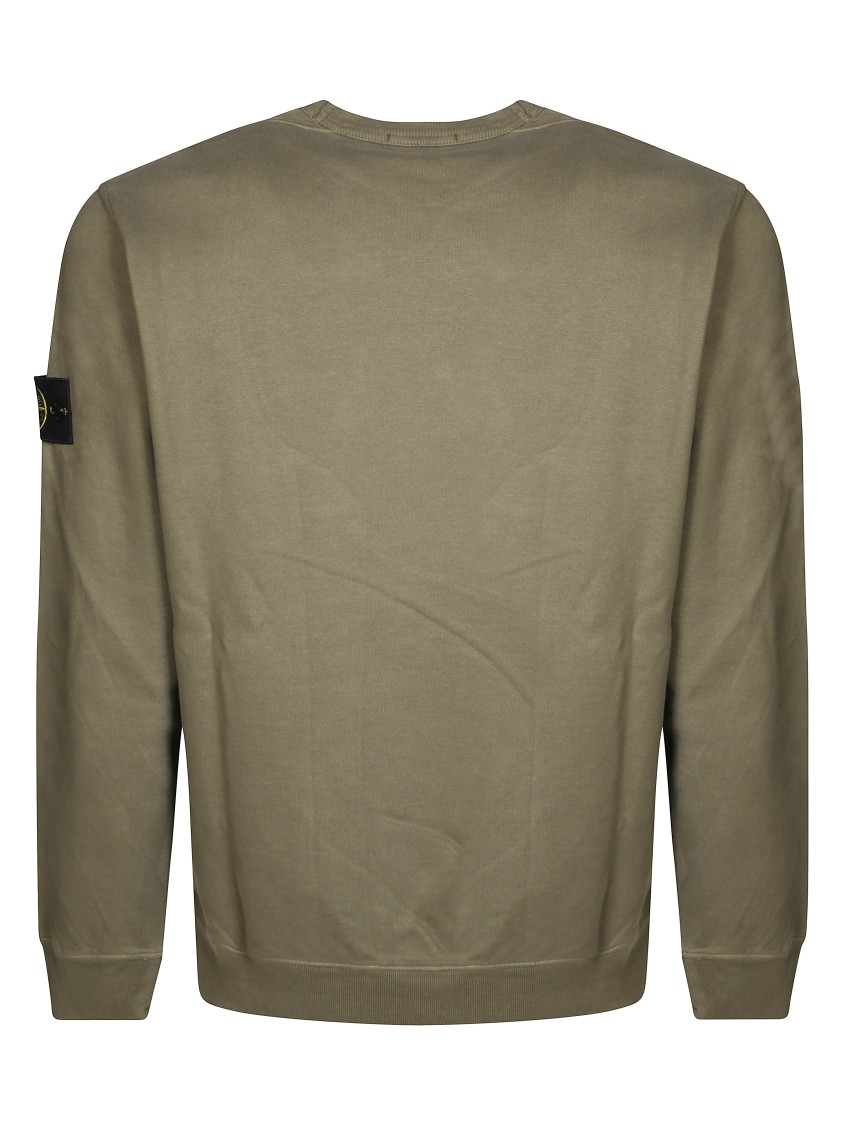 Stone Island Organic Cotton Sweatshirt With Removable Logo Patch In Green