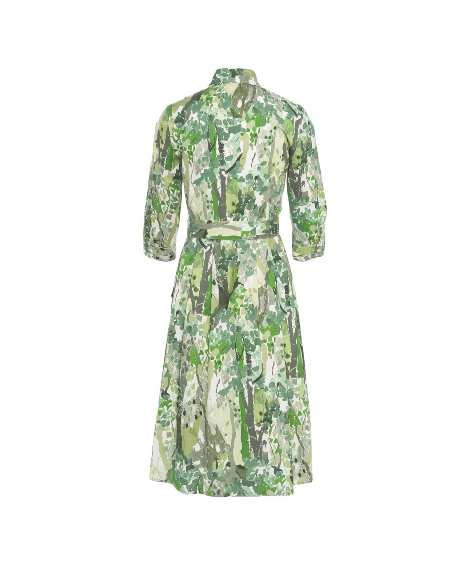 Himon's Himons Midi Dress With Print And Waist Belt In Multi