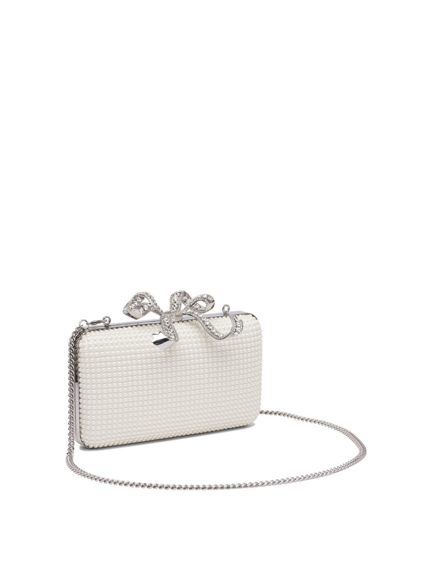 Self-portrait Textured Pearl-like White Clutch In White