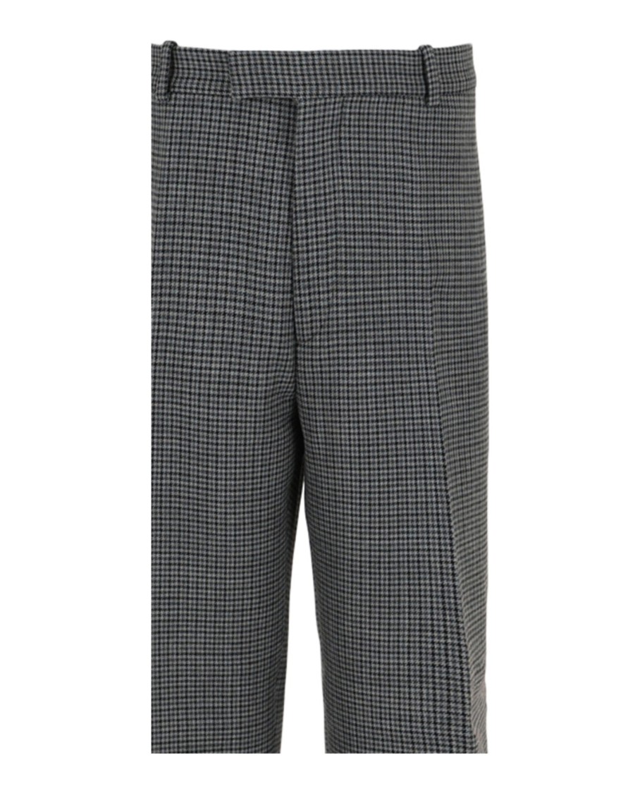 Ferragamo Houndstooth Wool Trousers In Gray