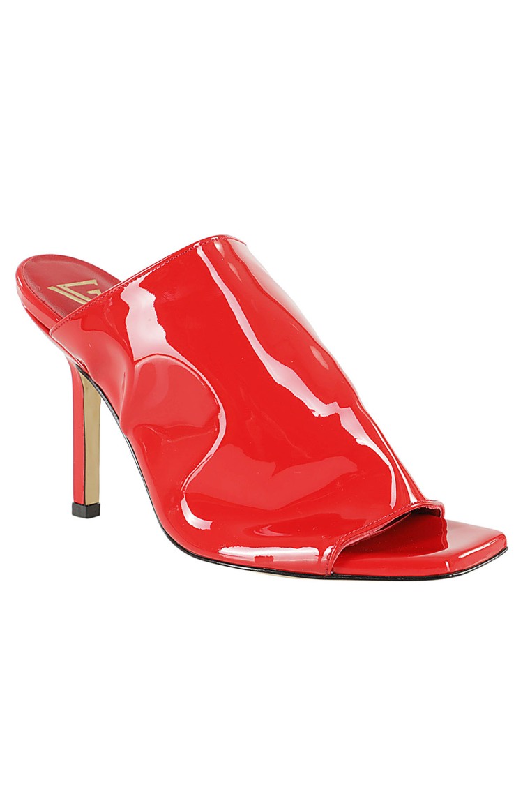 Shop Giampaolo Viozzi Vernice Patent Leather Mules With Square Open Toe In Red