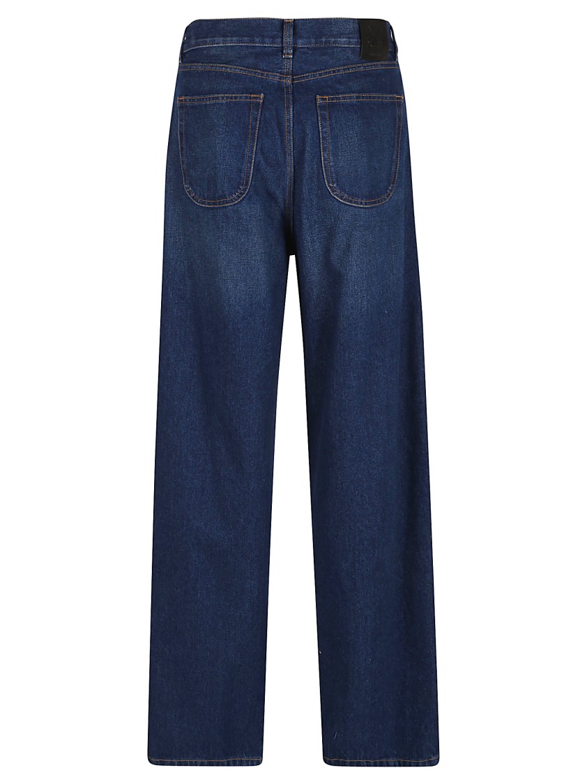 Off-white Relaxed Fit Denim Jeans With Classic Five-pocket Styling In Blue