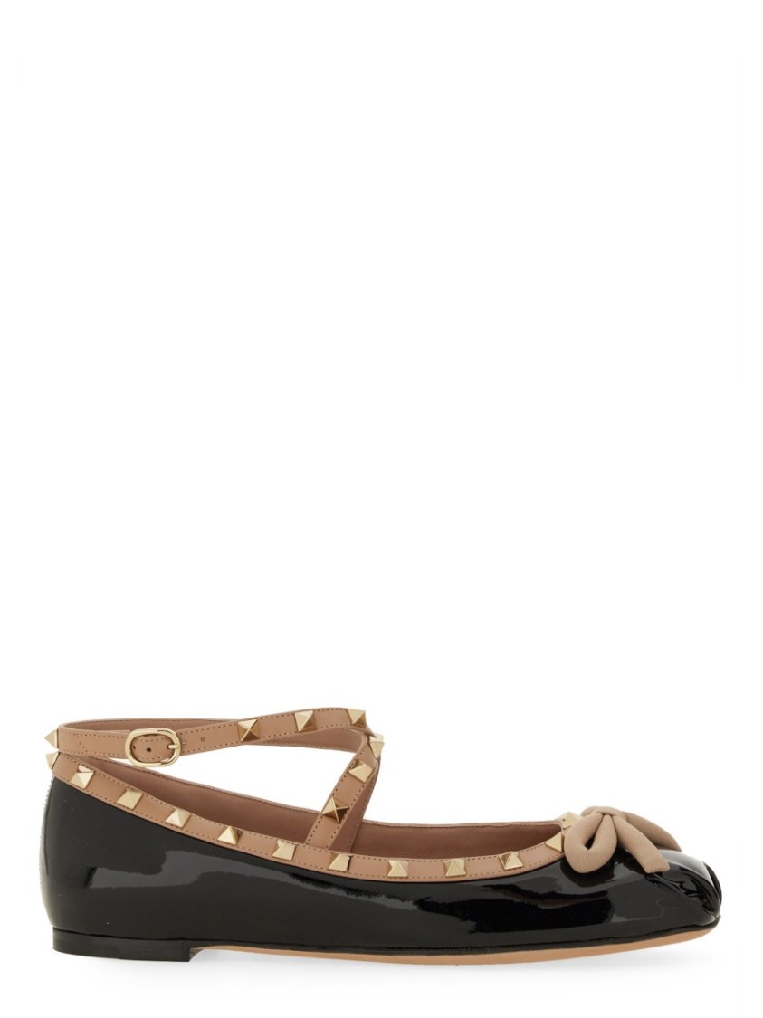 Valentino Rockstud Ballerina Patent-leather Pumps