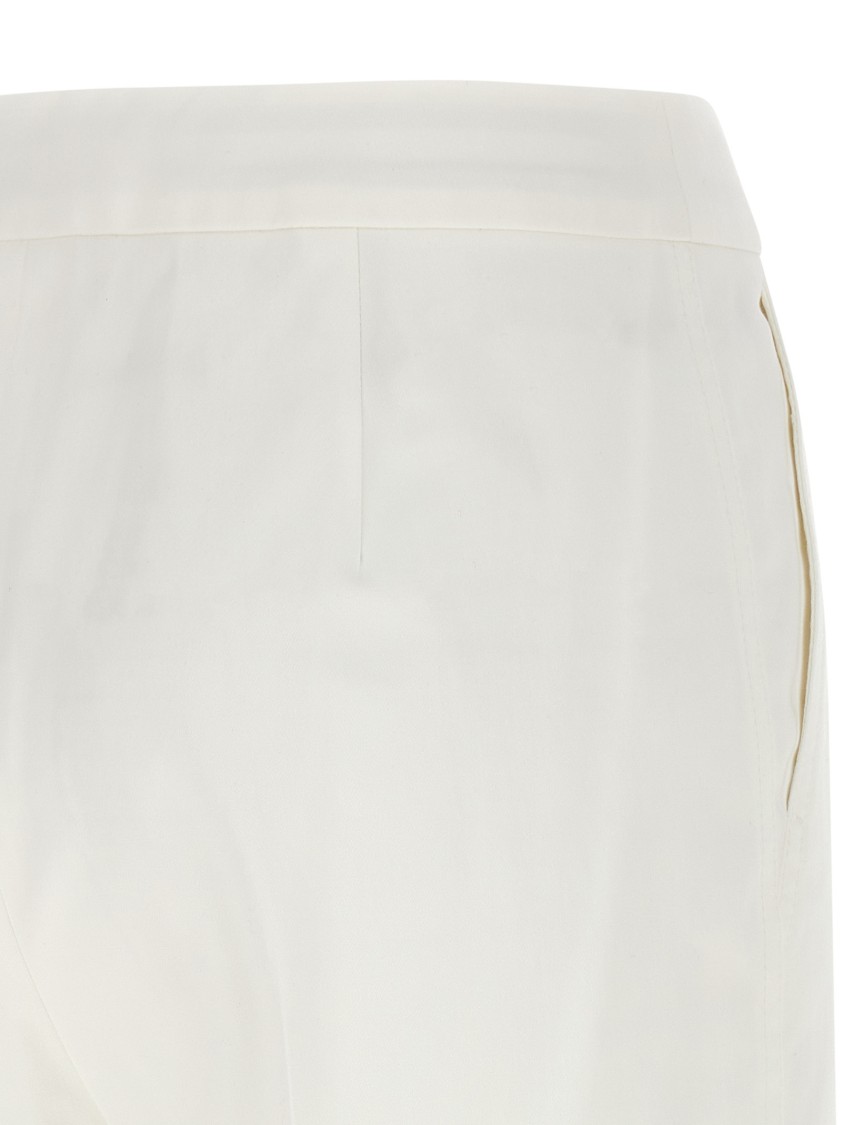 Max Mara White Cotton Okra Pants In White