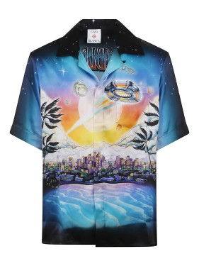 関税込◆*CASABLANCA*Mountains Waves スクリーン Tシャツ Casablanca White Organic Cotton Mountains Waves Screen T