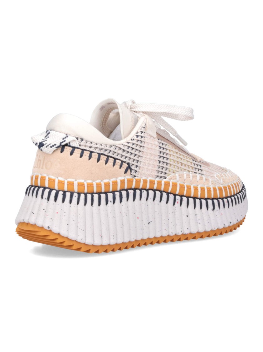 Chloé Nama Embroidered Suede And Recycled-mesh Sneakers