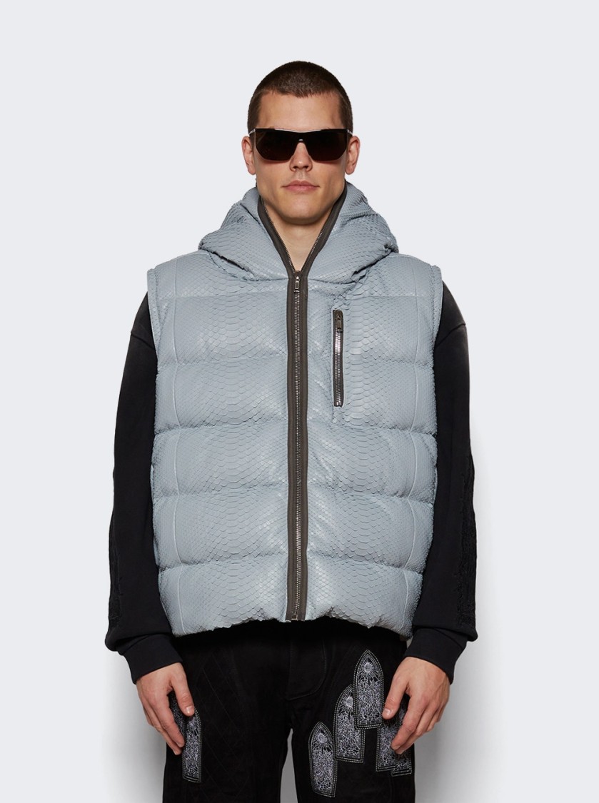 Shop Rick Owens Giacca Piumino In Pitone Senza Maniche - Sealed Vest Pale Blue