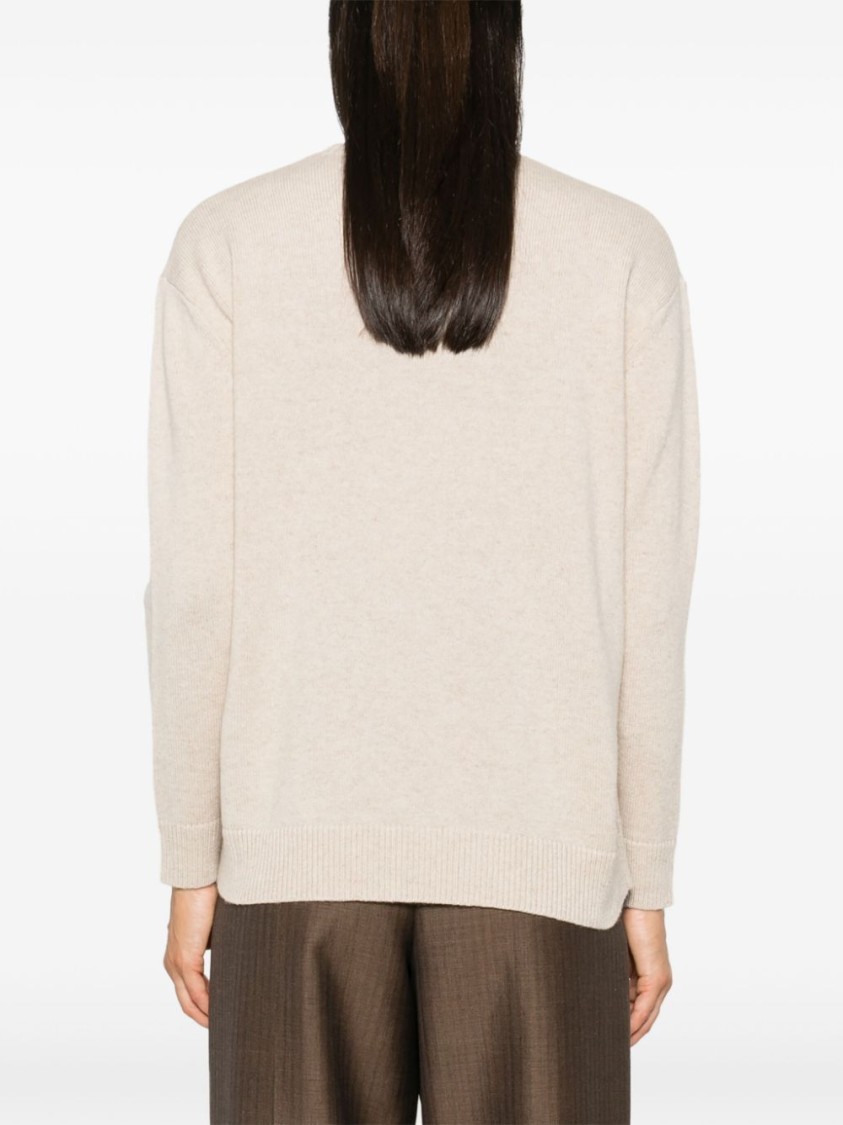 Max Mara Beige Sweatshirt With Decorative 1951 Motif In Neutral
