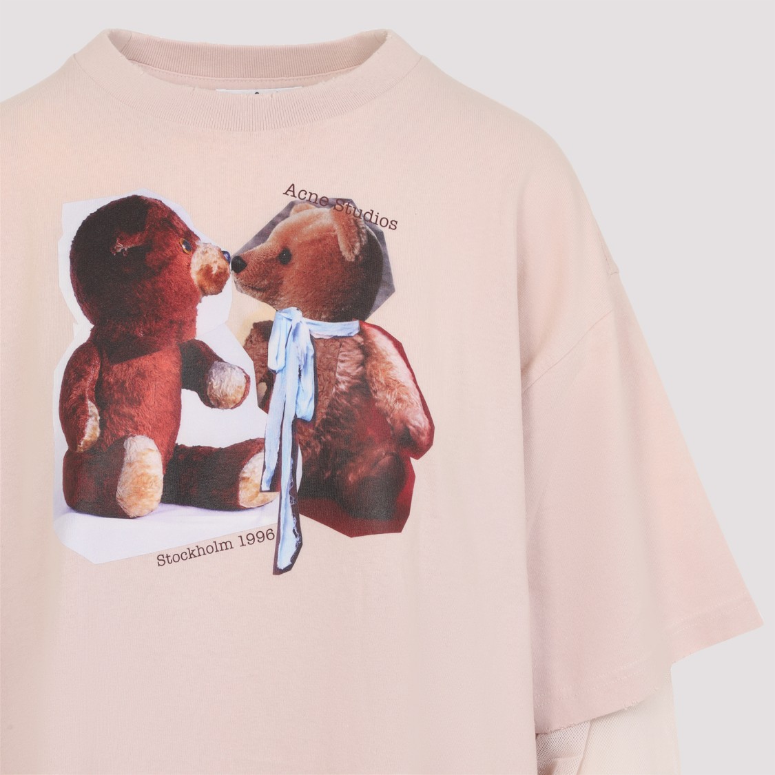 Acne Studios Pink Violet Layered T-shirt With Print In Neutral